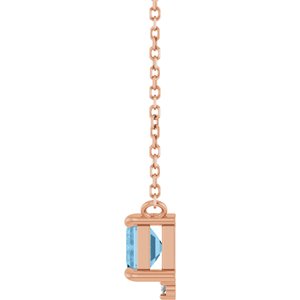 14K Rose Gold Natural Sky Blue Topaz & .025 CTW Natural Diamond 18" Necklace