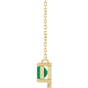 14K Yellow Gold Lab-Grown Emerald & .025 CTW Natural Diamond 18" Necklace