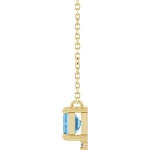 14K Yellow Gold Natural Sky Blue Topaz & .025 CTW Natural Diamond 18" Necklace