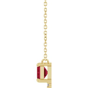 14K Yellow Gold Lab-Grown Ruby & .025 CTW Natural Diamond 18" Necklace