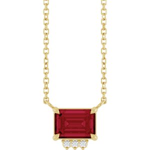14K Yellow Gold Lab-Grown Ruby & .025 CTW Natural Diamond 18" Necklace
