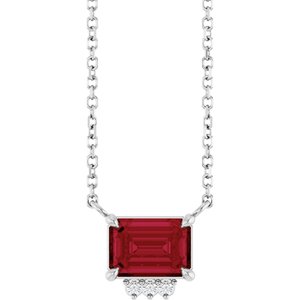 Platinum Lab-Grown Ruby & .025 CTW Natural Diamond 18" Necklace