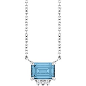 Platinum Natural Sky Blue Topaz & .025 CTW Natural Diamond 18" Necklace