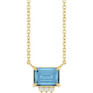 14K Yellow Gold Natural Sky Blue Topaz & .025 CTW Natural Diamond 18" Necklace