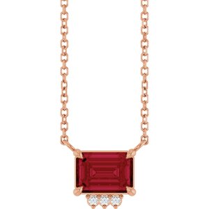14K Rose Gold Lab-Grown Ruby & .025 CTW Natural Diamond 18" Necklace