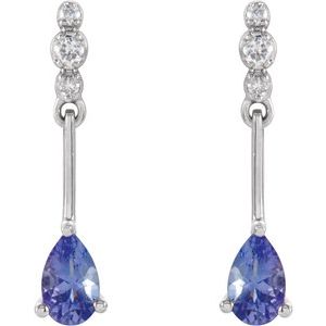 14K White Gold Natural Tanzanite & .05 CTW Natural Diamond Earrings