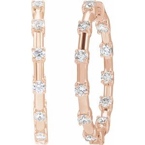 14K Rose Gold 1 CTW Lab-Grown Diamond Inside-Outside 25.1 mm Hoop Earrings