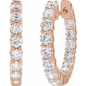 14K Rose Gold 2 CTW Natural Diamond Inside-Outside Hinged 20 mm Hoop Earrings – image 2