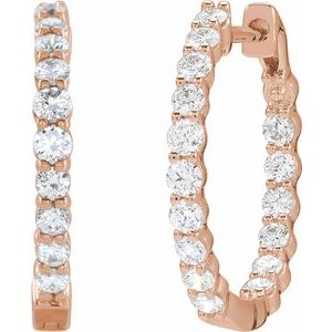 14K Rose Gold 1 CTW Lab-Grown Diamond Inside-Outside Hinged 19.3 mm Hoop Earrings – image 2