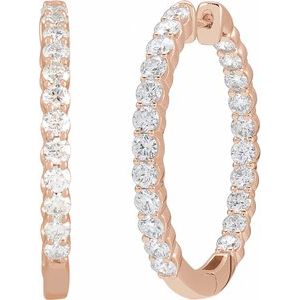14K Rose Gold 3 CTW Lab-Grown Diamond Inside-Outside Hinged 30 mm Hoop Earrings – image 2