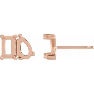 14K Rose Gold 5x3 mm Emerald & Pear Two-Stone Left Earring Mounting