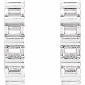 Platinum 2x1 mm Straight Baguette 11.6 mm Hoop Earring Mounting – image 2