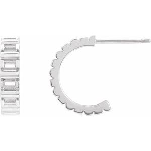 Platinum 2x1 mm Straight Baguette 11.6 mm Hoop Earring Mounting