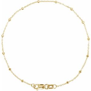 14K Yellow .85 mm Faceted Beaded Cable 7" Chain