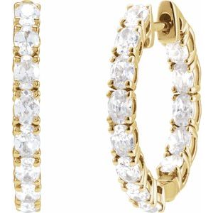 14K Yellow Gold 3.2x2.3 mm Oval Inside-Outside 20.6 mm Hoop Earring Mounting – image 2