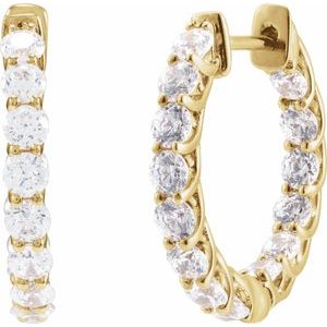 14K Yellow Gold 2 1/5 CTW Lab-Grown Diamond Inside-Outside 19.7 mm Hoop Earrings – image 2