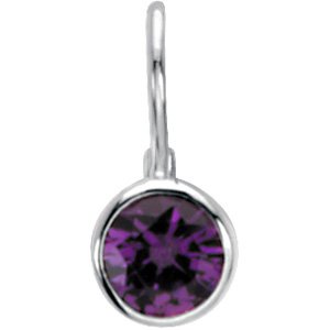 Sterling Silver Imitation Purple Cubic Zirconia Hook Charm/Pendant