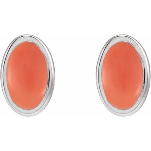 Sterling Silver Natural Pink Coral Earrings – image 2