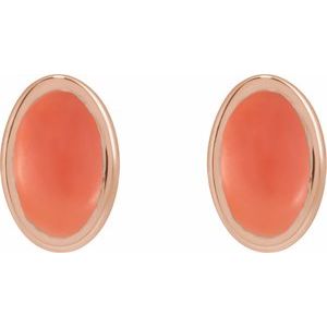 14K Rose Gold Natural Pink Coral Earrings – image 2