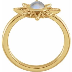 14K Yellow Gold Natural Rainbow Moonstone & .03 CTW Natural Diamond Star Ring