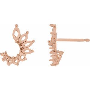 14K Rose Gold 4x2 mm Marquise Accented Front-Back Right Earring Mounting