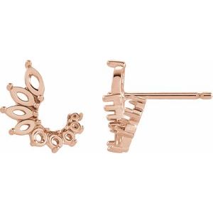 14K Rose Gold 4x2 mm Marquise Accented Front-Back Left Earring Mounting