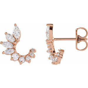 14K Rose Gold 1/2 CTW Natural Diamond Front-Back Earrings – image 2
