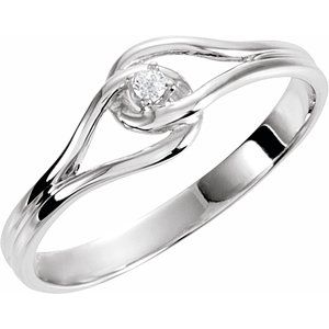 14K White Gold .02 CT Natural Diamond Ring