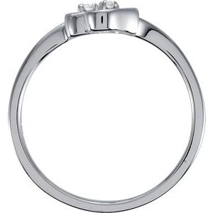 14K White Gold .02 CTW Natural Diamond Double Heart Ring