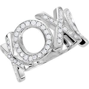Sterling Silver Imitation White Cubic Zirconia  X's & O's Ring