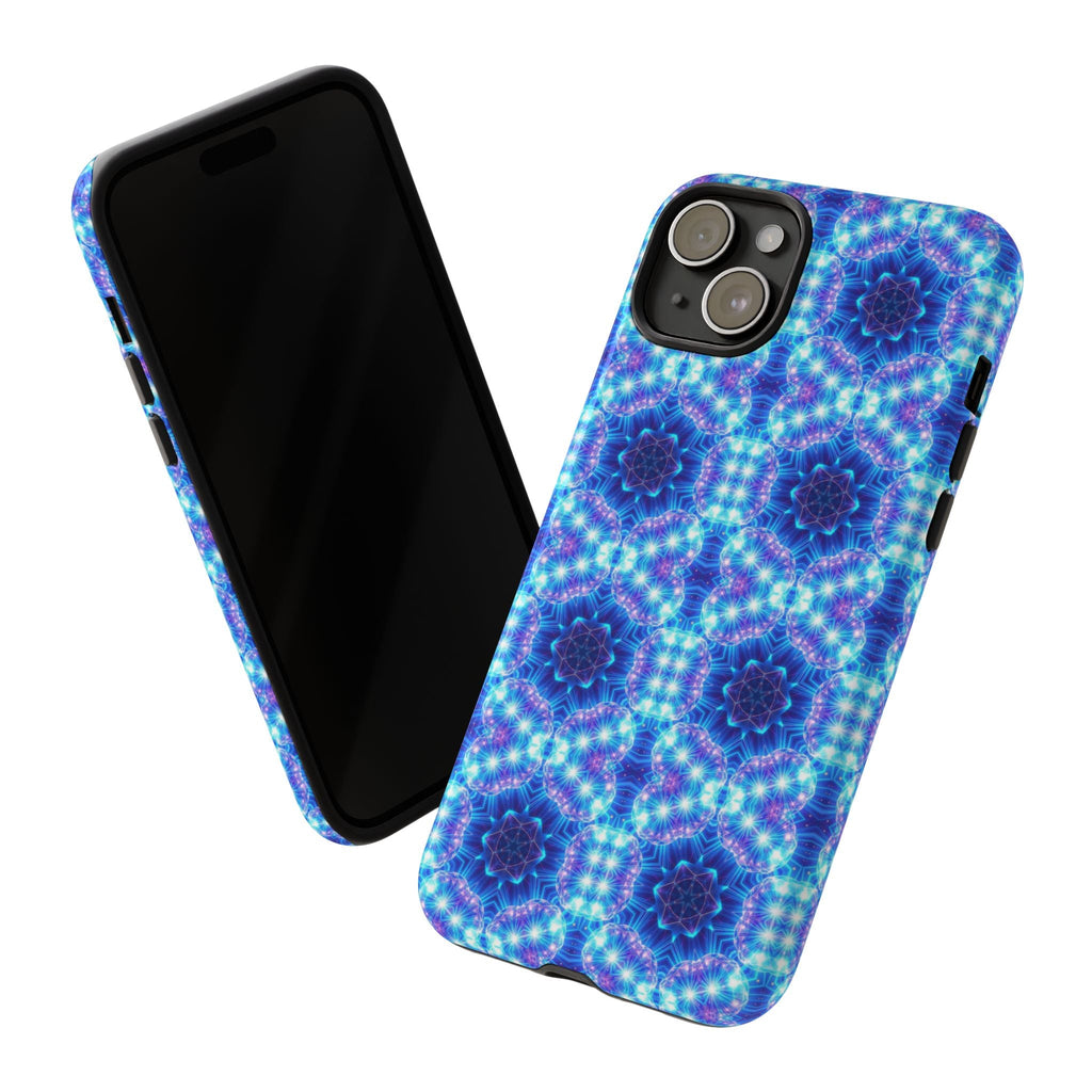 Blue Mandalas with Neon Lights Tough Phone Cases