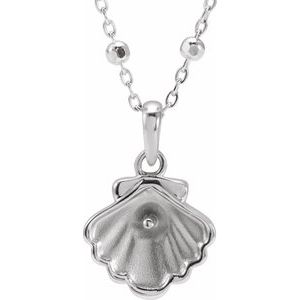 14K White Gold Shell 18" Necklace Mounting for 4-4.5 mm Pearl