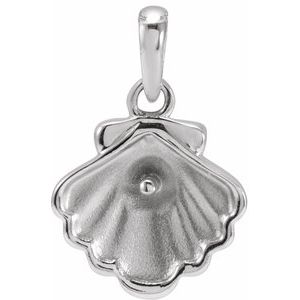14K White Gold Shell Charm/Pendant Mounting for 4-4.5 mm Pearl