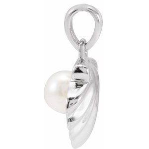 Sterling Silver Cultured White Freshwater Pearl Shell Charm/Pendant – image 2