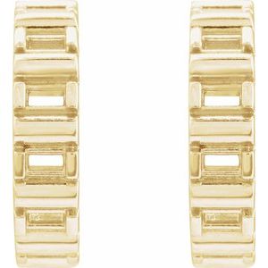 14K Yellow Gold 2x1 mm Straight Baguette 11.6 mm Hoop Earring Mounting – image 2