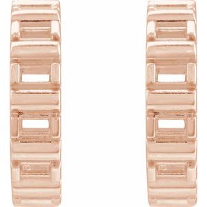 14K Rose Gold 2x1 mm Straight Baguette 11.6 mm Hoop Earring Mounting – image 2