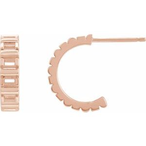 14K Rose Gold 2x1 mm Straight Baguette 11.6 mm Hoop Earring Mounting