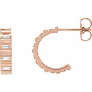 14K Rose Gold 1/5 CTW Natural Diamond 11.6 mm Hoop Earrings