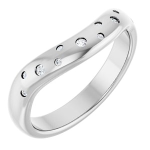 14K White .08 CTW Lab-Grown Diamond Contour Band