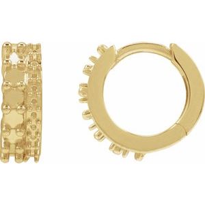14K Yellow Gold 2 mm Round Left Cabochon Huggie Hoop Earring Mounting