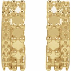 14K Yellow Gold 2 mm Round Right Cabochon Huggie Hoop Earring Mounting – image 2