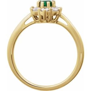 14K Yellow Gold Lab-Grown Emerald & 3/8 CTW Natural Diamond Ring