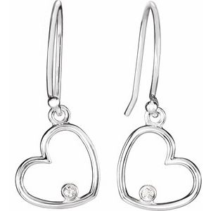 Sterling Silver .03 CTW Natural Diamond Heart Earrings – image 2