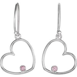 Sterling Silver Imitation Pink Cubic Zirconia Heart Earrings – image 2