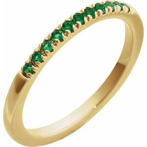 14K Yellow Gold Lab-Grown Emerald Stackable Ring