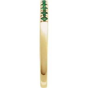 14K Yellow Natural Emerald Stackable Ring