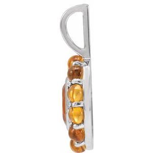 Platinum Natural Mexican Fire Opal & Natural Citrine Halo-Style Pendant