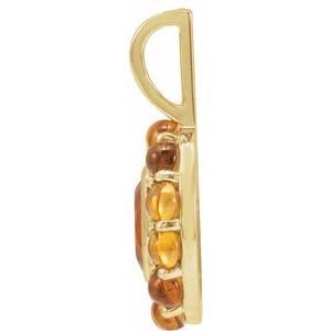 14K Yellow Gold Natural Mexican Fire Opal & Natural Citrine Halo-Style Pendant