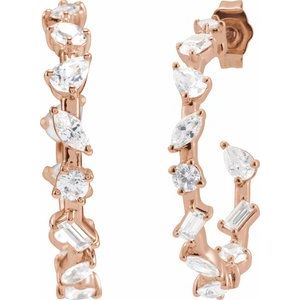14K Rose Gold 2 CTW Lab-Grown Diamond 24.4 mm Hoop Earrings – image 2