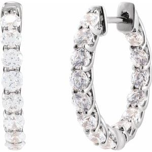 14K White Gold 2 1/5 CTW Lab-Grown Diamond Inside-Outside 19.7 mm Hoop Earrings – image 2